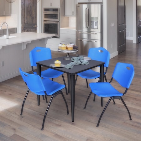 Regency Kahlo Square Table & Chair Sets, 30 W, 30 L, 29 H, Wood, Metal, Plastic Top, Grey TPL3030GYBK47BE